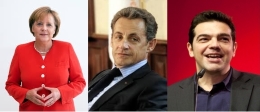 Angela Merkel, Nicolas Sarkozy e Alexīs Tsipras
